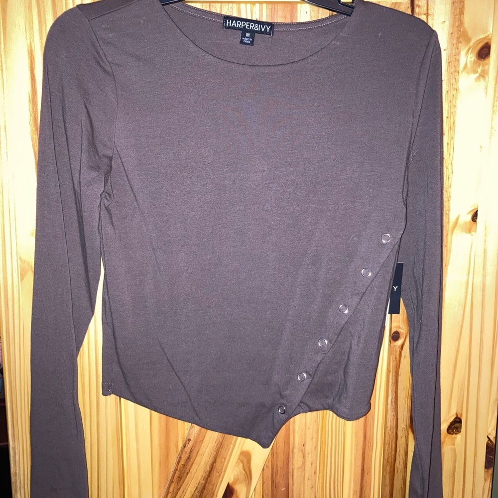 Harper&Ivy Asymmetrical Long Sleeve Top